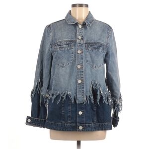 Blank NYC Two Tone Fringe Denim Jacket, sz M EUC